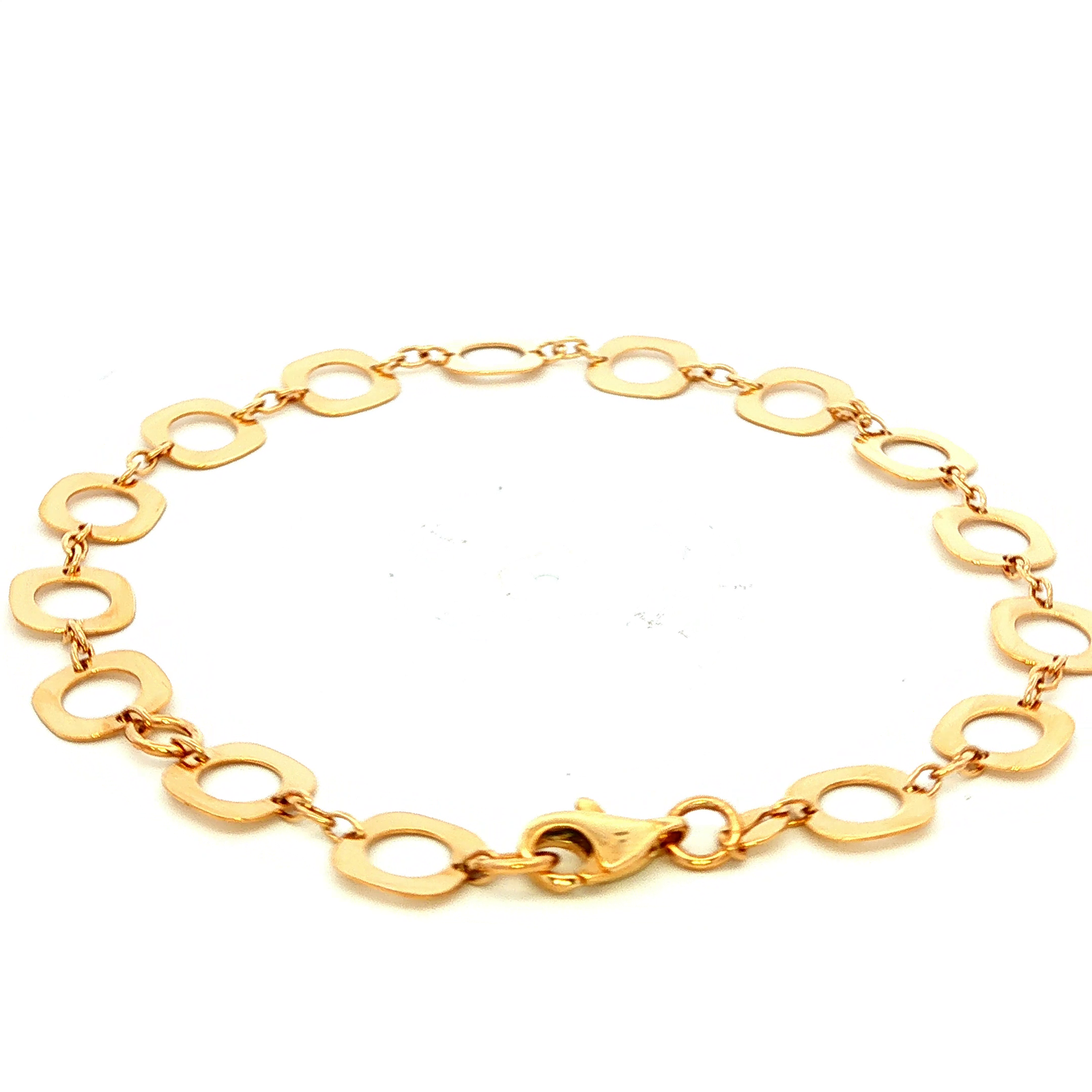 Square Circle Link Bracelet in Yellow Gold