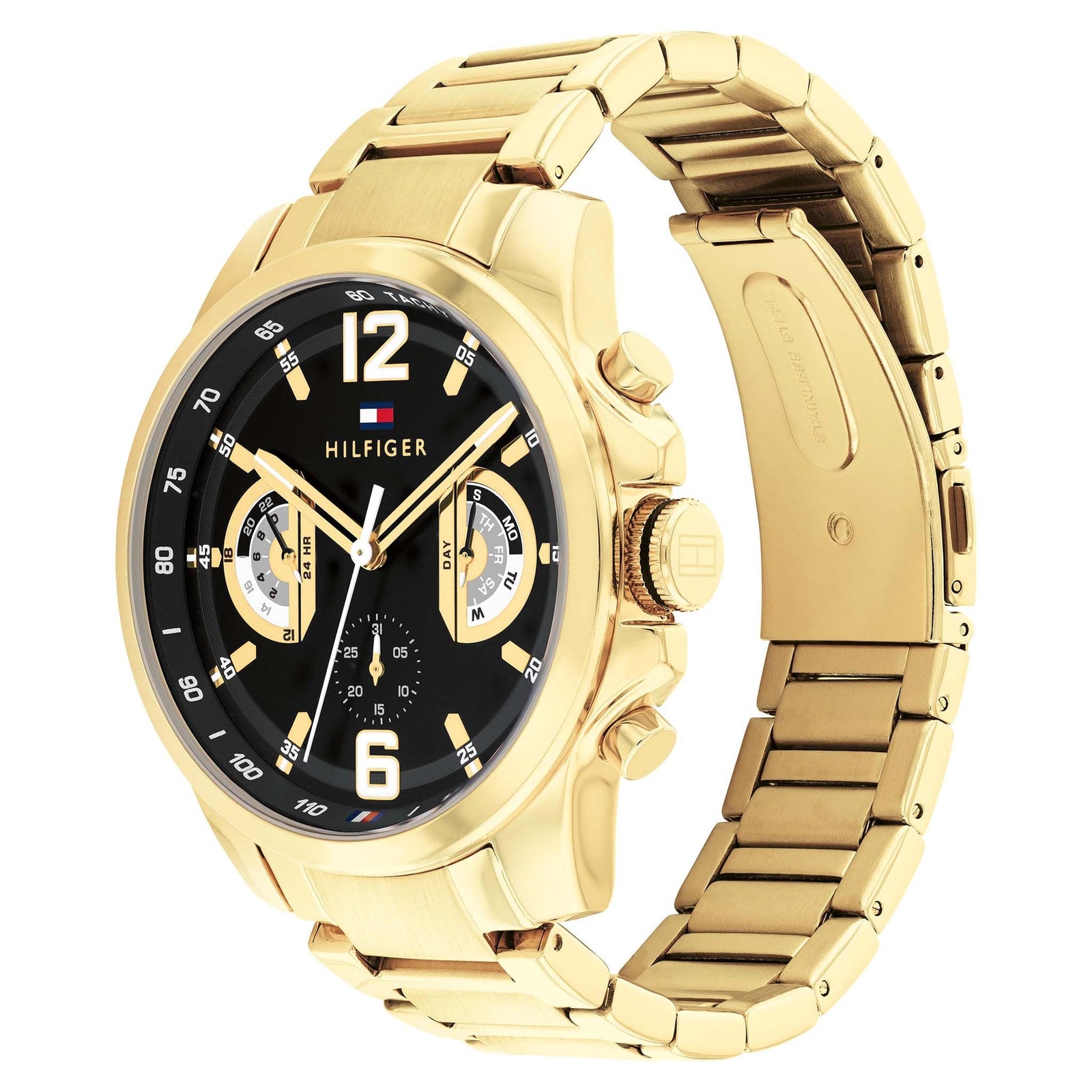 Tommy Hilfiger Gold Steel Black Dial Multi-function Men's Watch