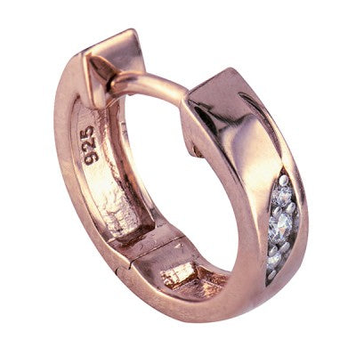 Pink Sterling Silver Cubic Zirconia Huggies