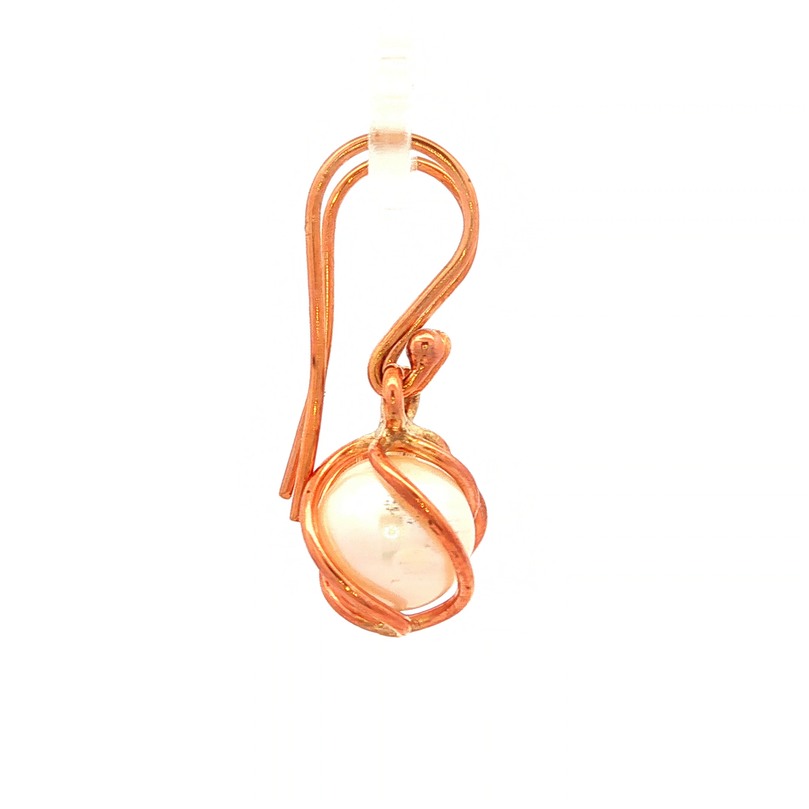 Caged Freshwater Pearl Earring in Rose Gold