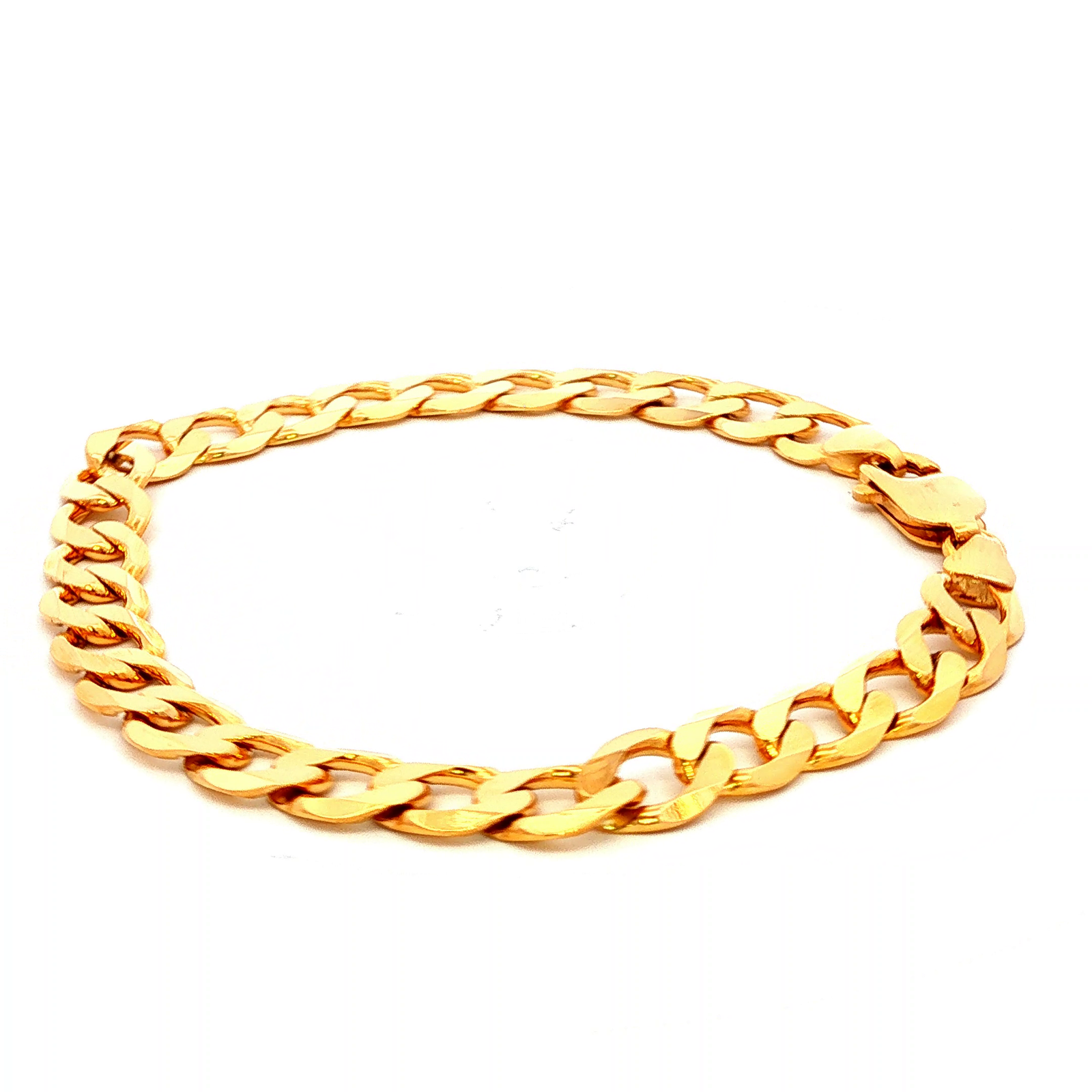 Solid Lightweight Flat Curb Bracelet in Yellow Gold