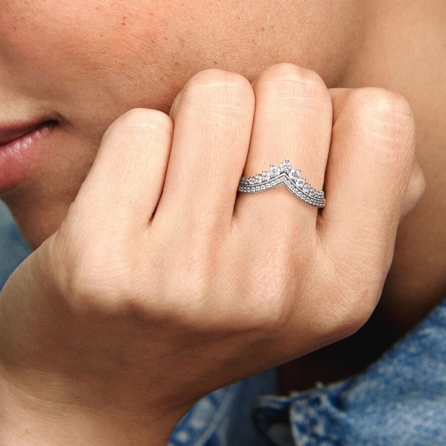 Princess Wish Silver Ring with Clear CZ