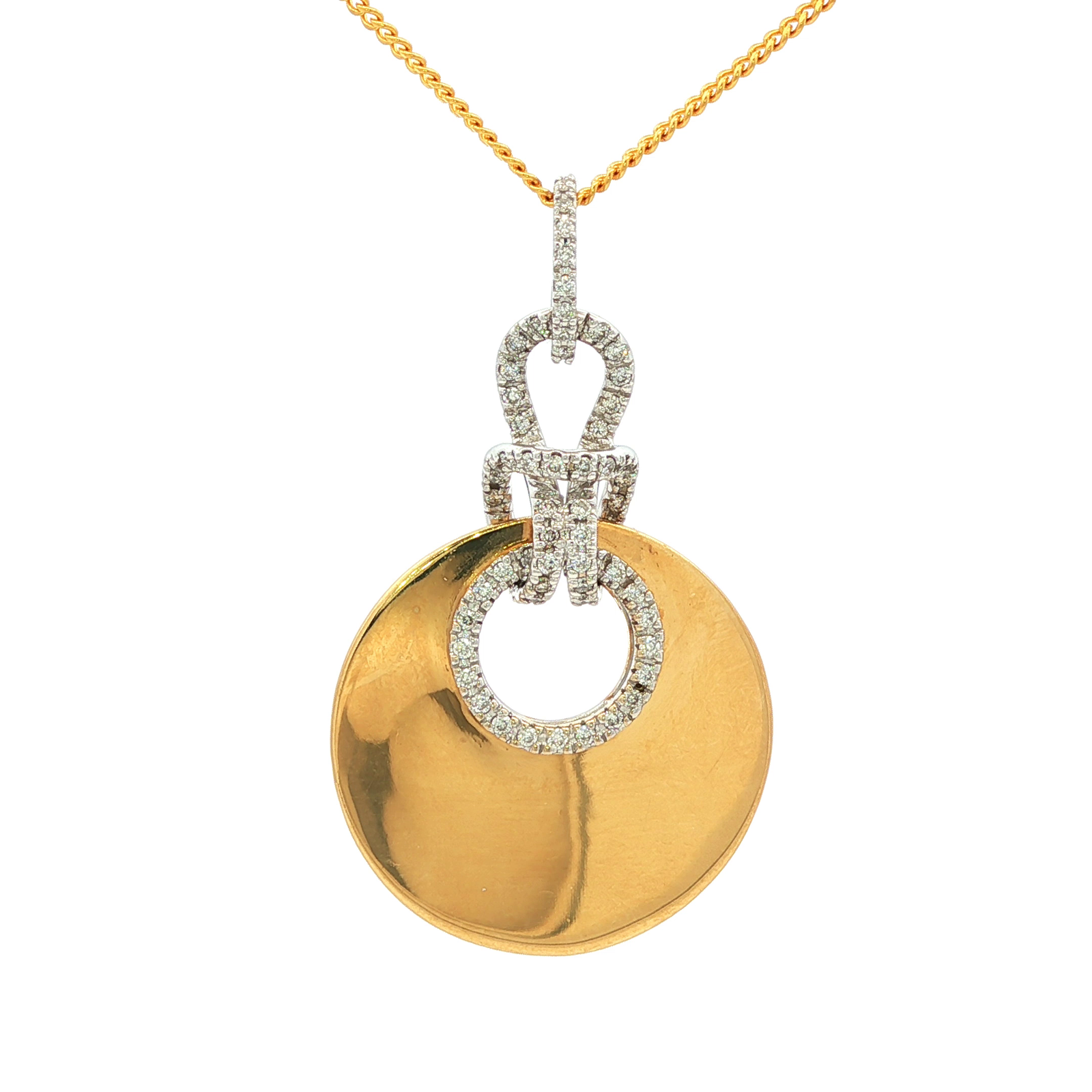 Yellow Gold Charm Necklace with Round Brilliant Diamond Pendant