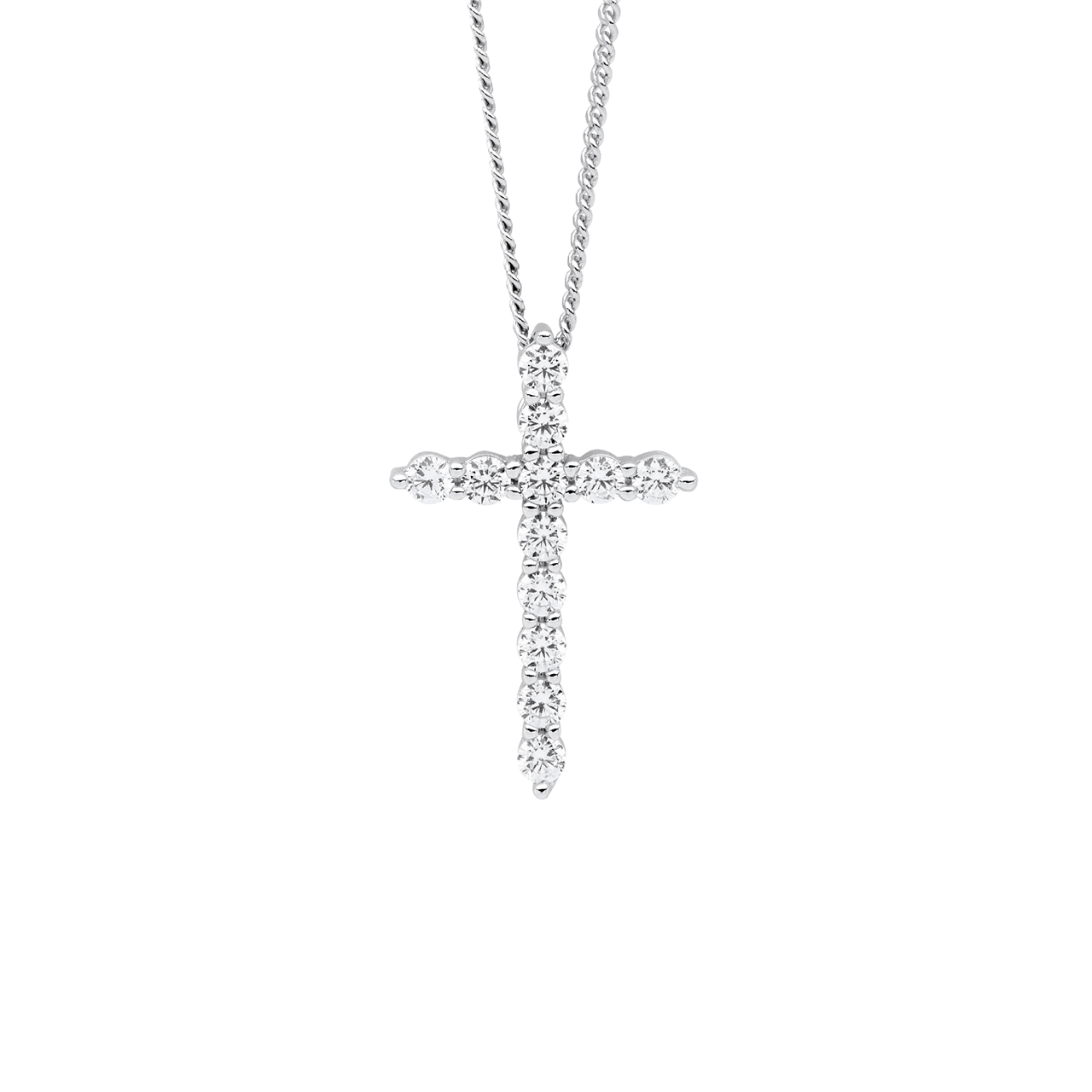 SS wh cz 19mm cross slider pendant
