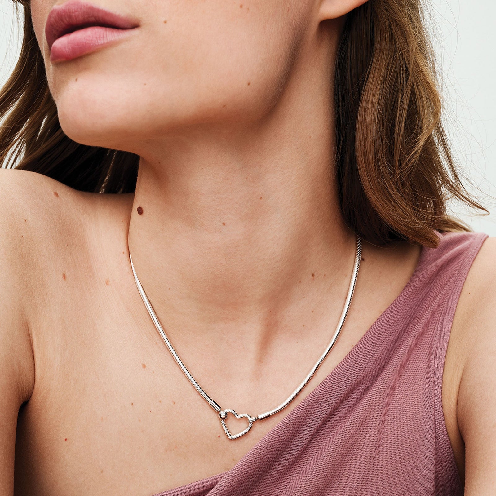 Pandora Heart Closure Snake Chain Necklace
