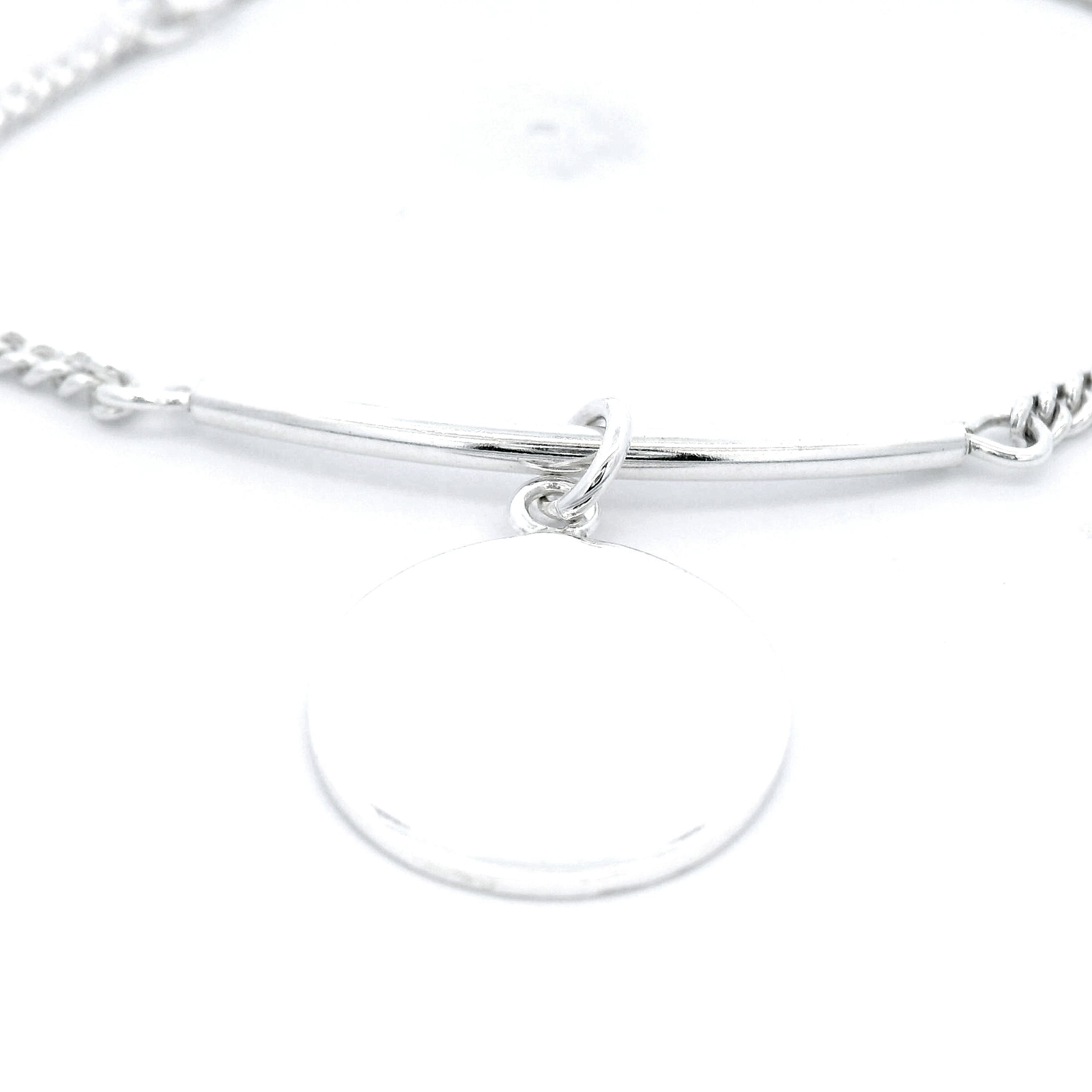 Von Treskow Sterling Silver Adjustable Curb Chain & Tube with VT Plate Bracelet