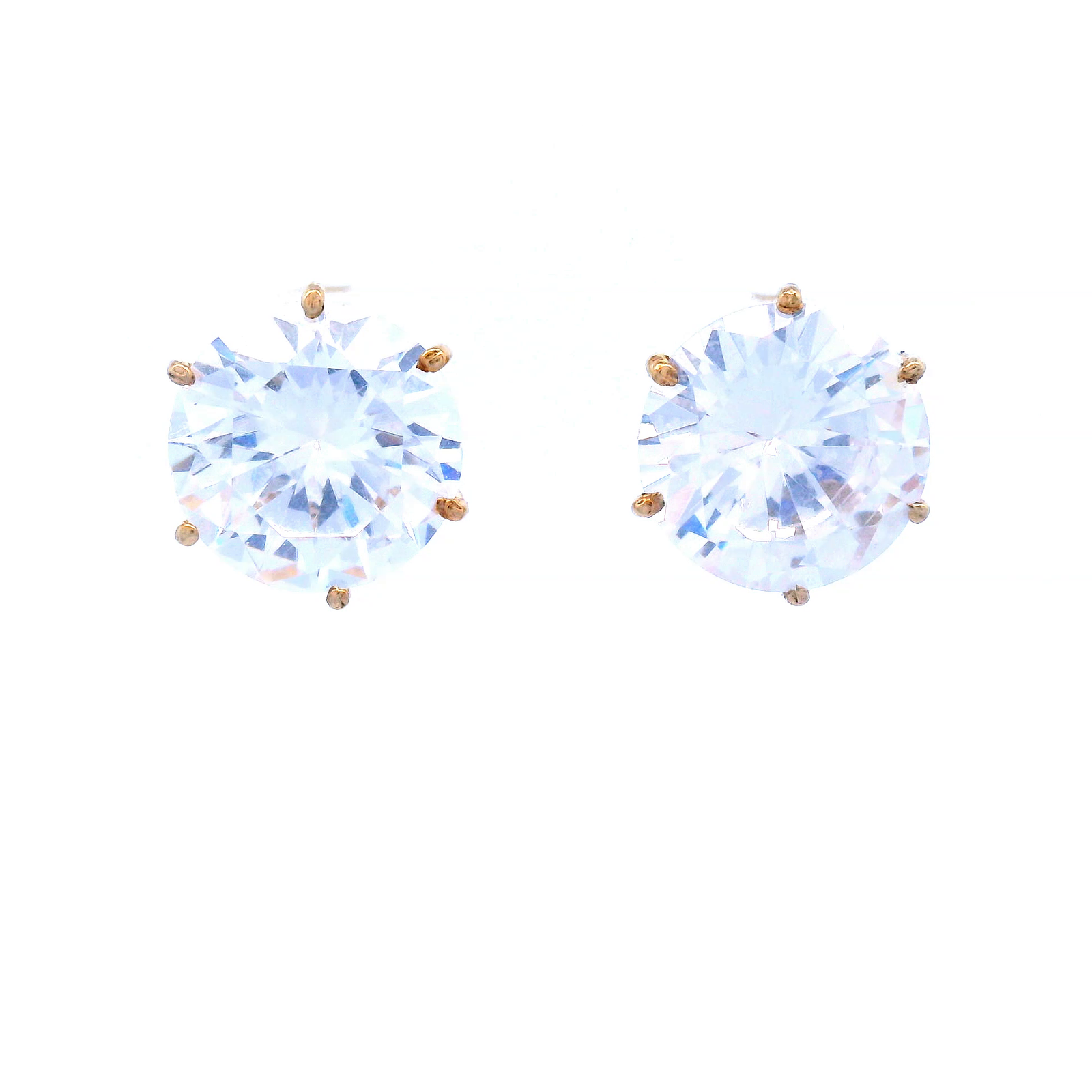 Large Cubic Zirconia Claw Set Stud Earrings Set in 9 Carat Gold
