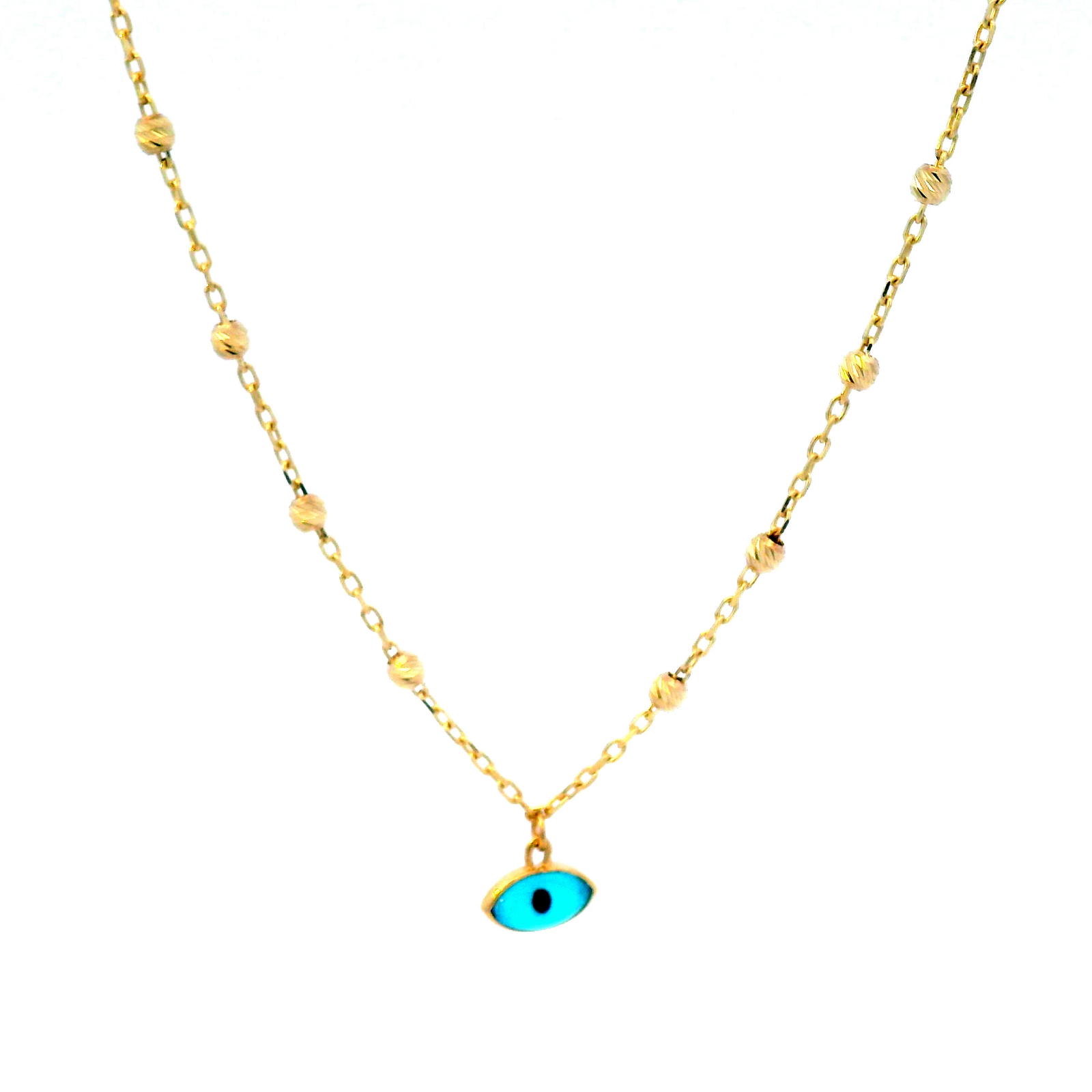 9ct Yellow Gold 6mm x 3mm Evil Eye DC Ball