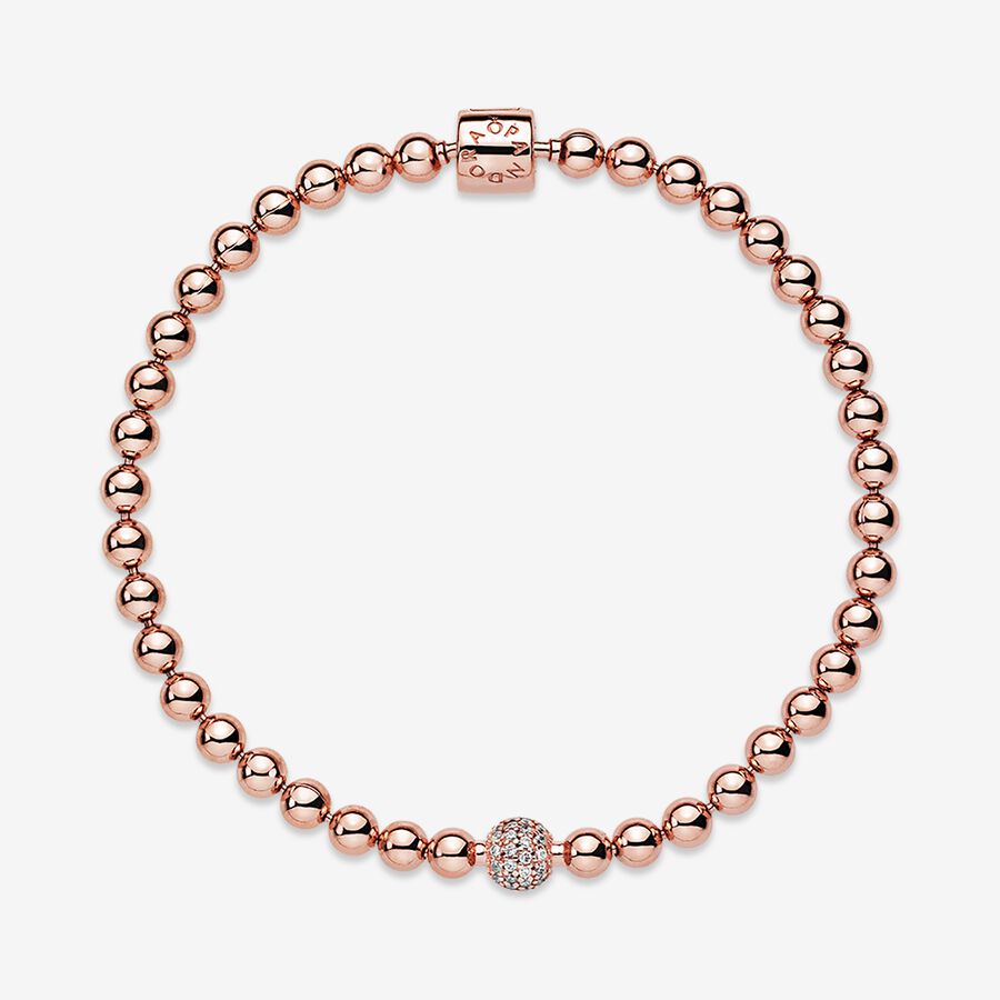 Pandora Rose Beads & Pave Bracelet w Clear CZ