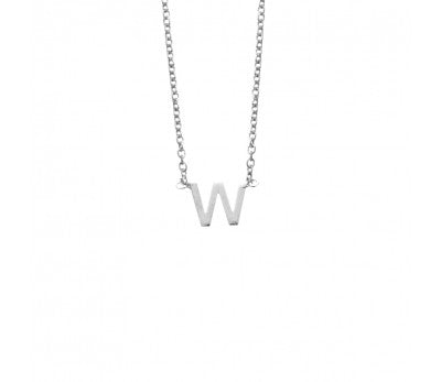 Sterling Silver Necklace with Initial Pendant W