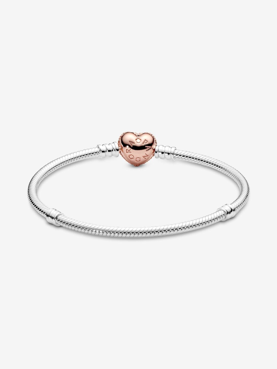 Pandora Pavé Heart Clasp Snake Chain Bracelet