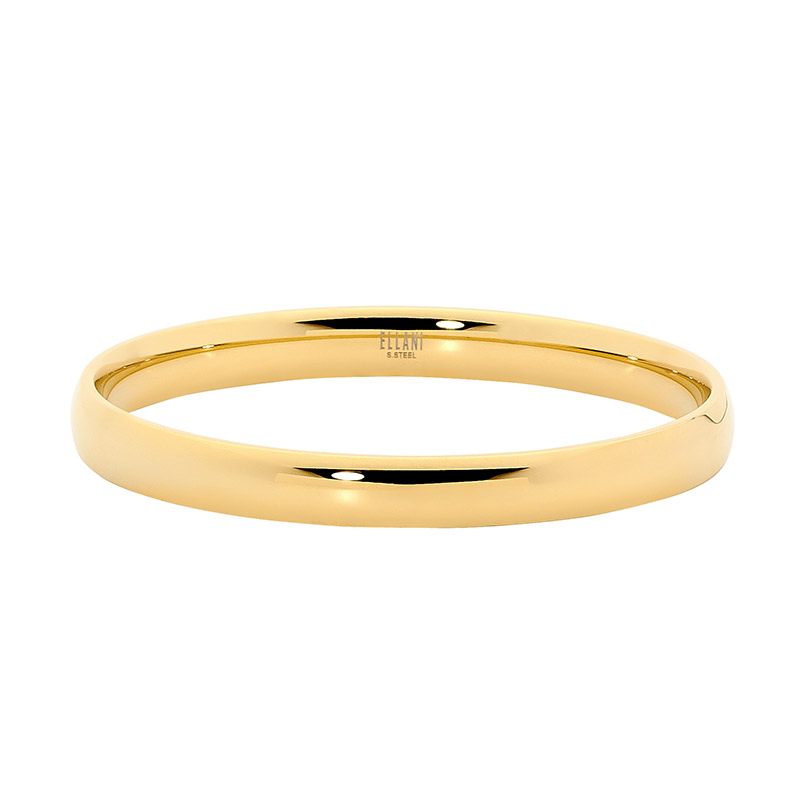 Ellani Stainless Steel 8mm Wide Bangle W/ Gold Ip Plating