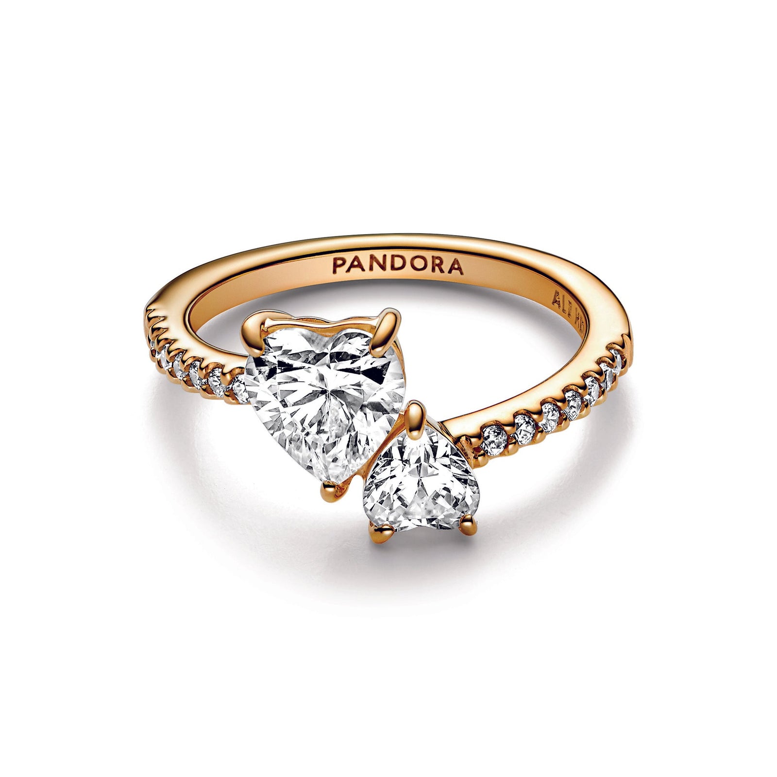 14k Gold-plated ring with clear cubic zirconia