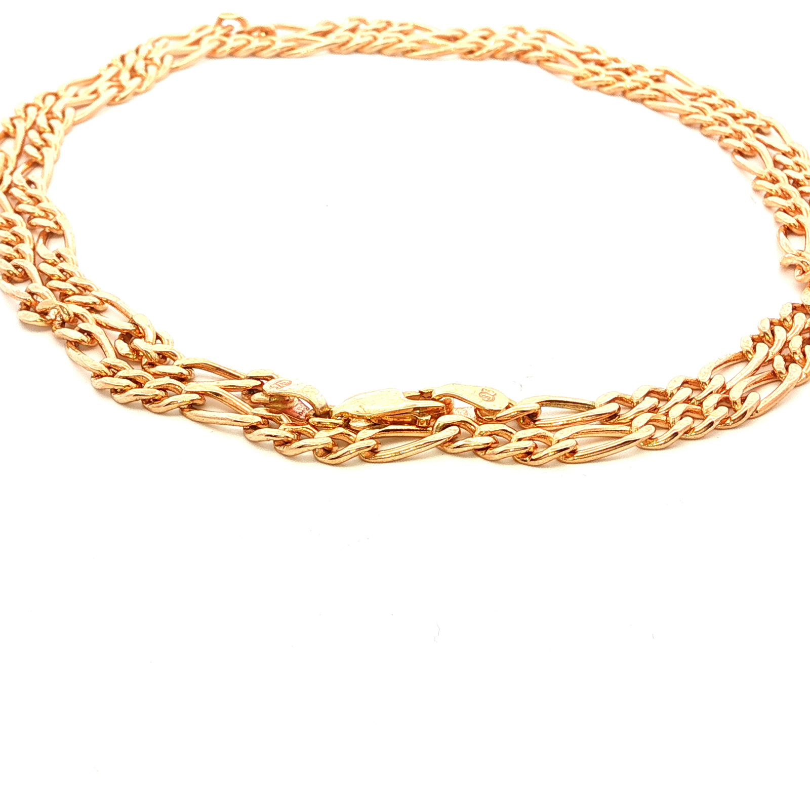 Solid Figaro 1+3 Diamond Cut Chain Necklace