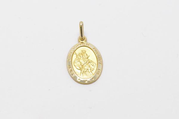9ct Yellow Gold Oval St. Chris 16mm
