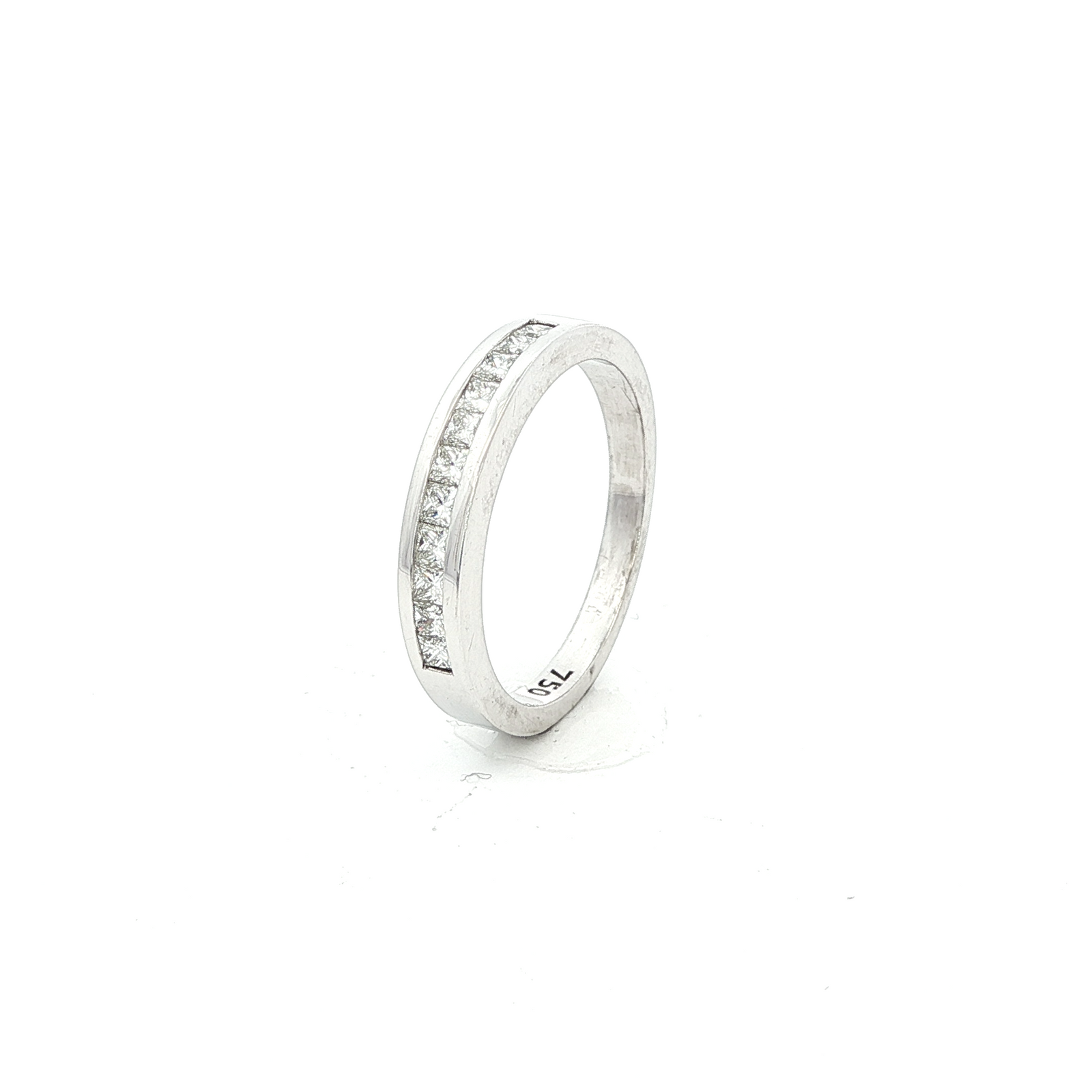 Curved Princess Diamond Dress Ring in White Gold