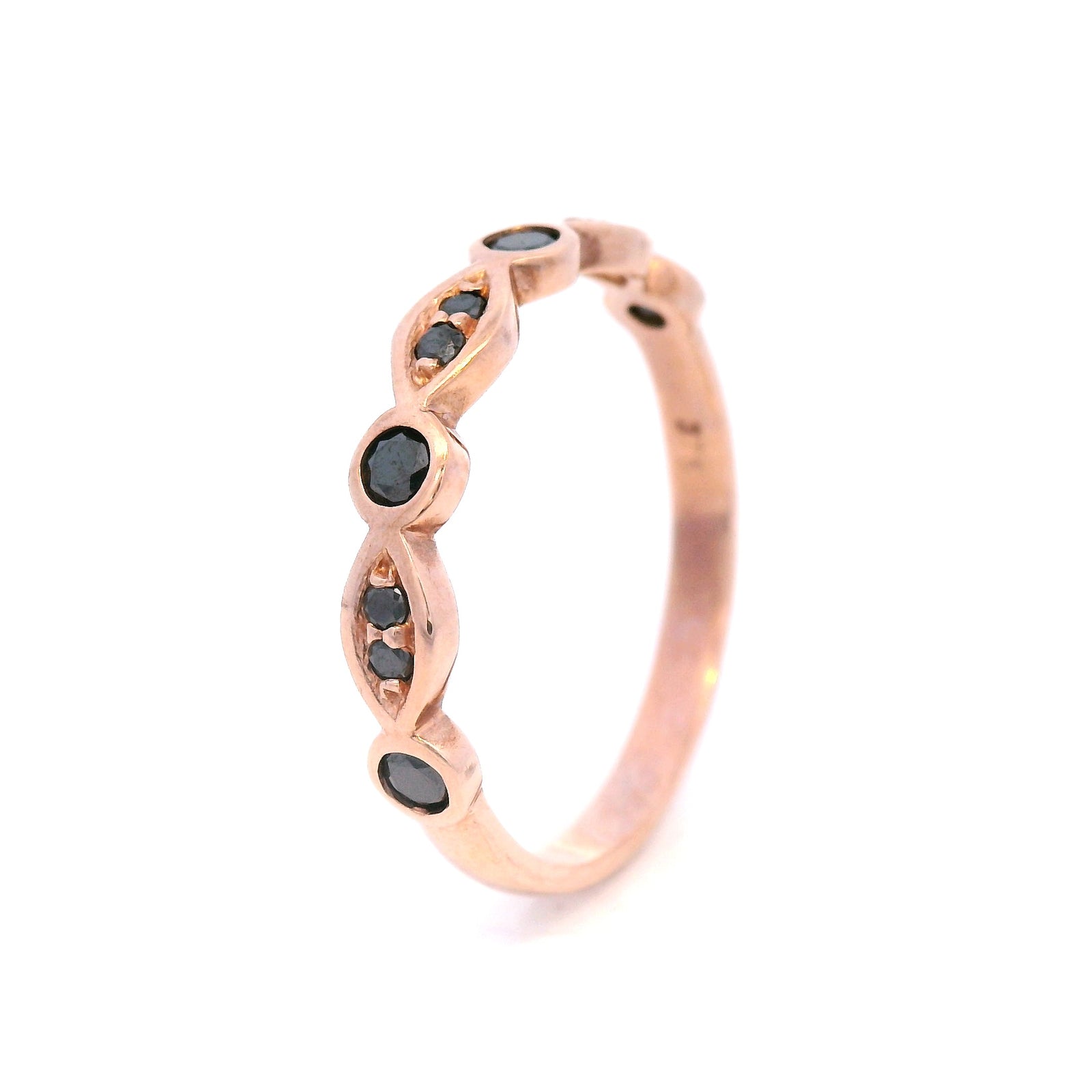 Black Diamond Bezel Set in Rose Gold