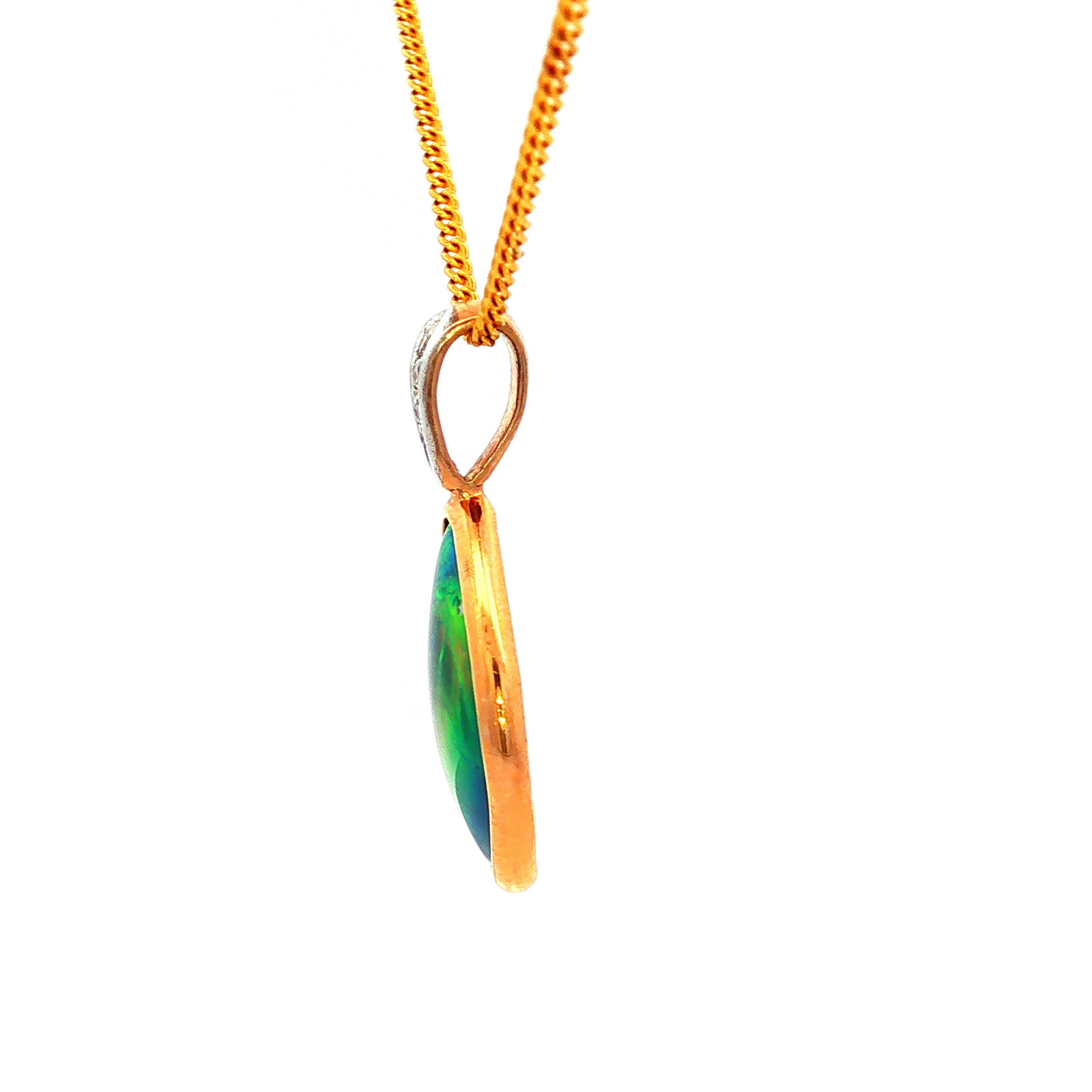 Freedom Triplex Opal & Diamond Pendant in Yellow Gold