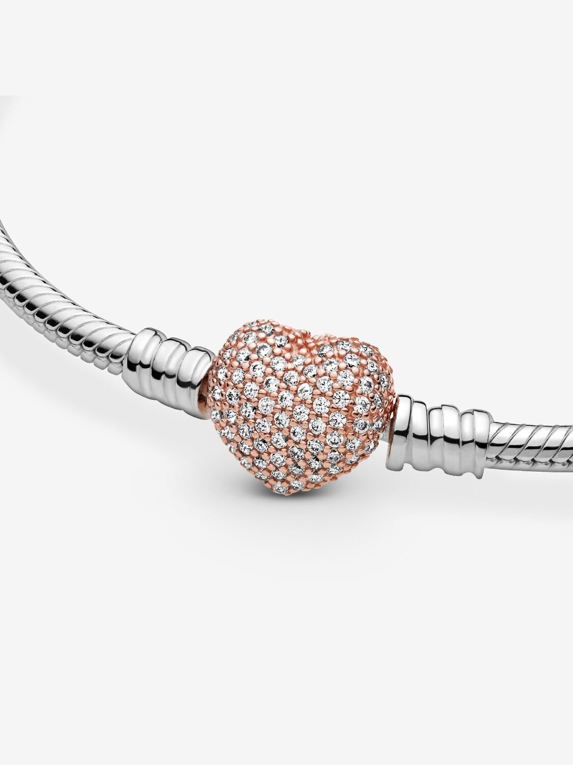 Pandora Pavé Heart Clasp Snake Chain Bracelet
