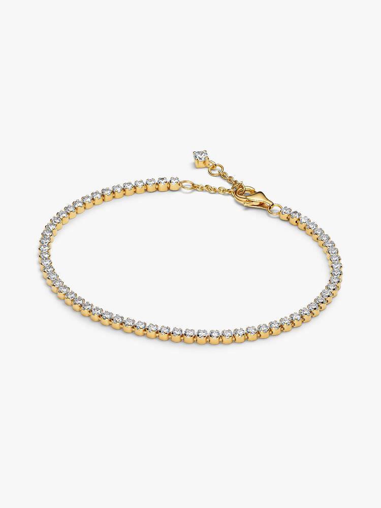 14k gold-plated tennis bracelet with clear cubic zirconia