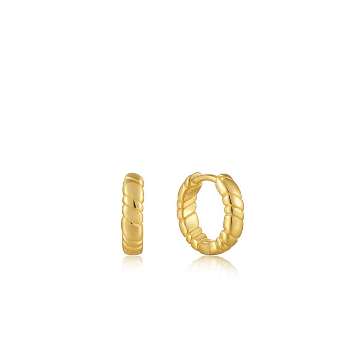 Ania Haie Gold Smooth Twist Huggie Earrings