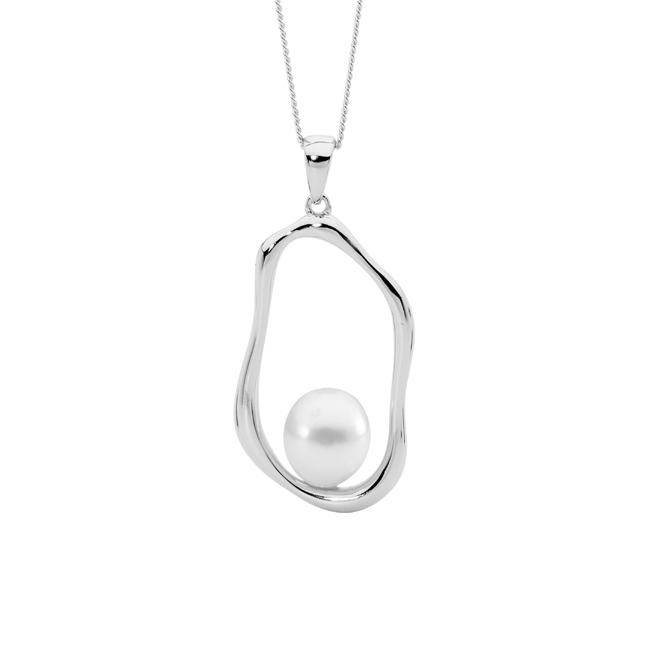 Ellani Open Oval Pendant with Freshwater Pearl