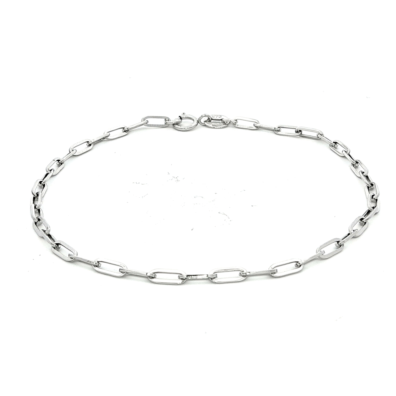 Thin Paper Chain Bracelet in White Gold