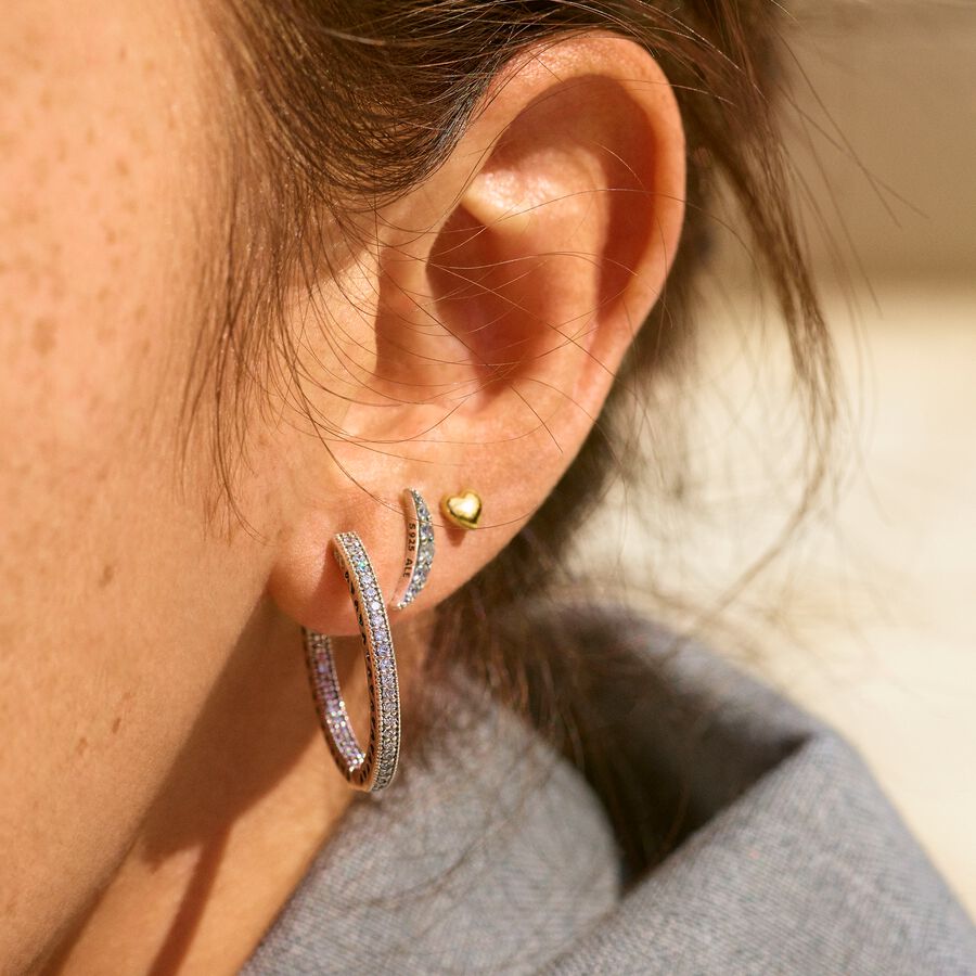 Sparkle and Hearts Hoop Earrings