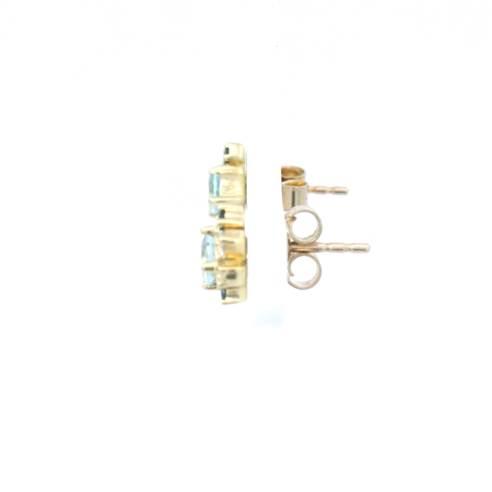 Diamond and Aquamarine Stud Earrings in Yellow Gold