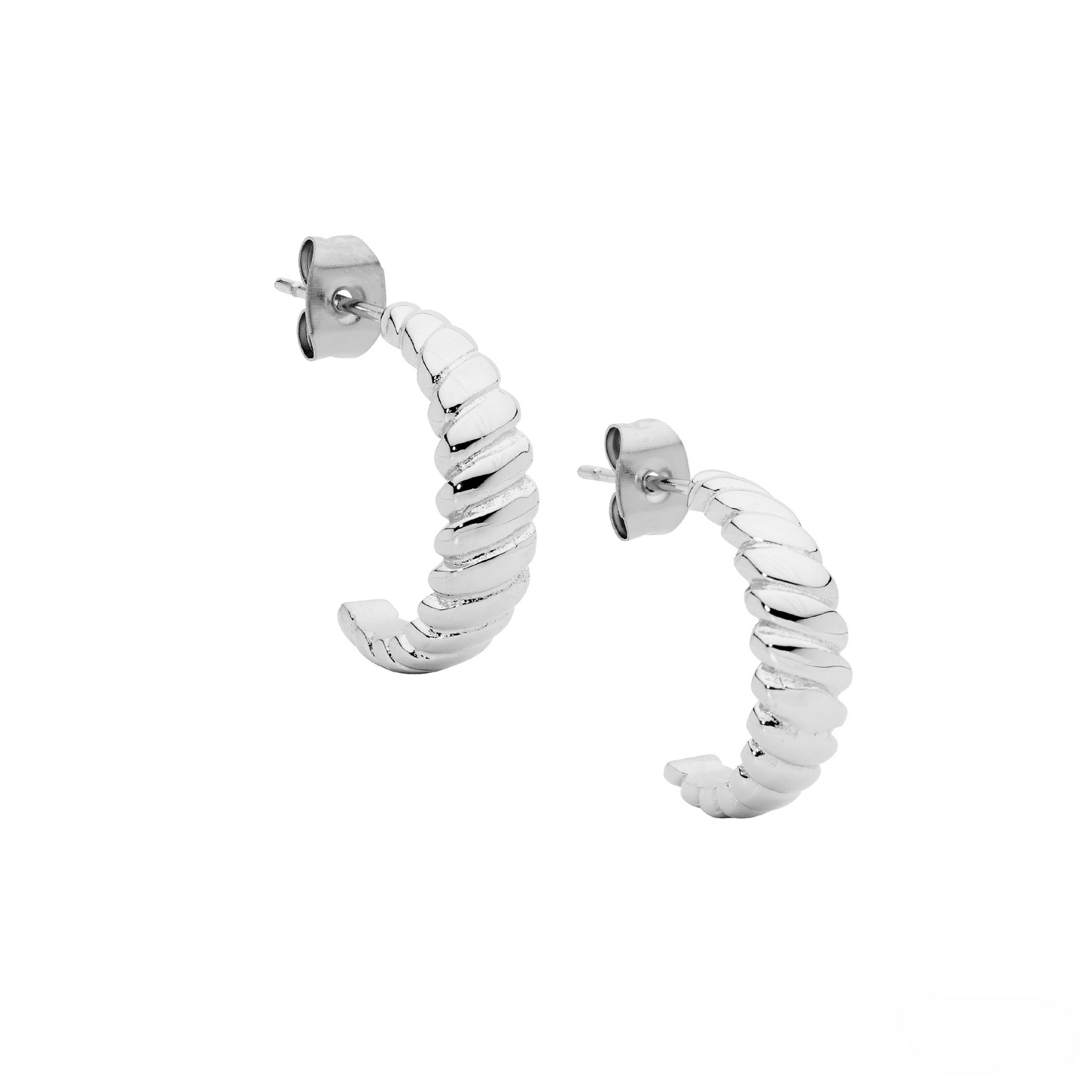Ellani Stainless steel 19mm rounded twist hoop earrings