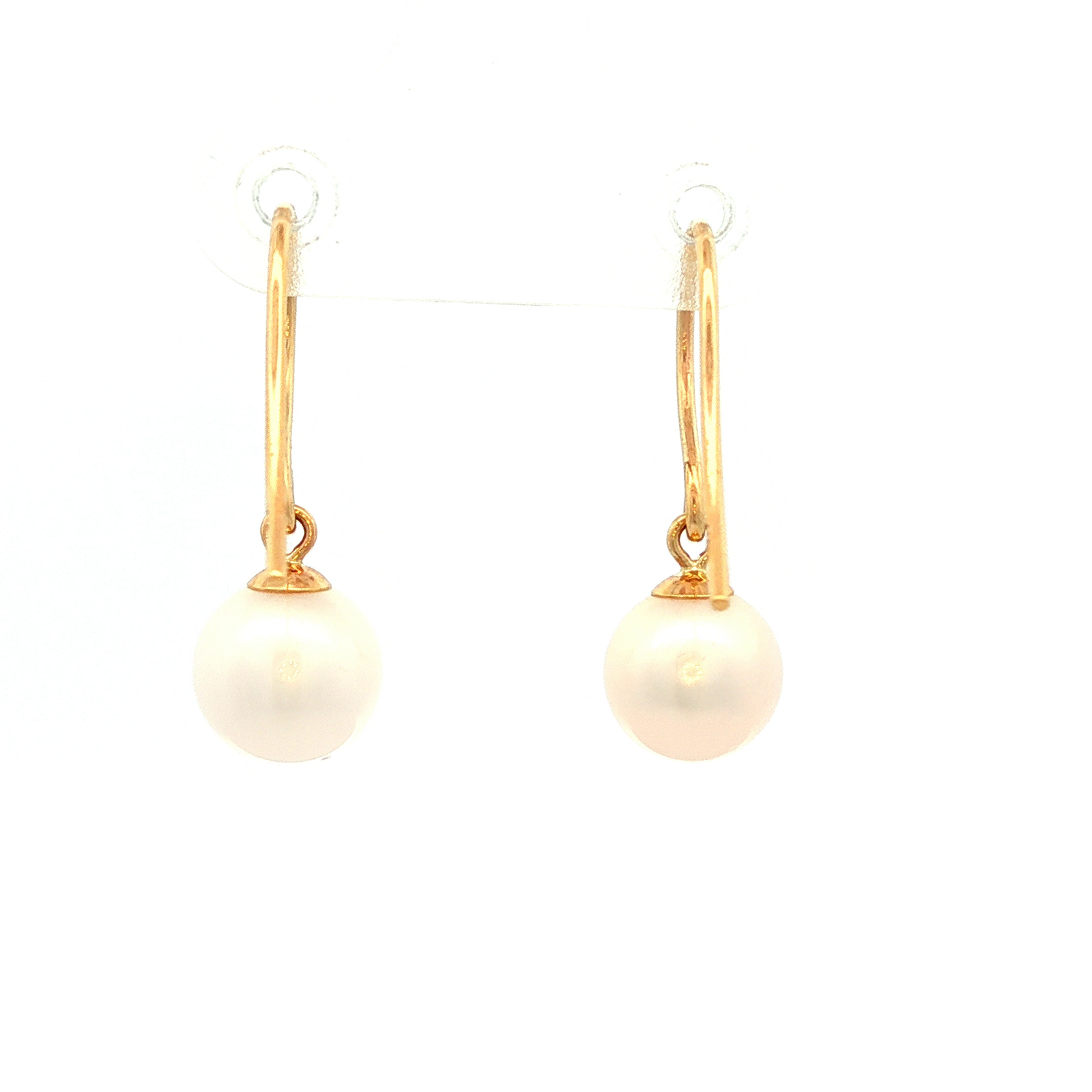 White Velvet Hook Earrings in Yellow Gold