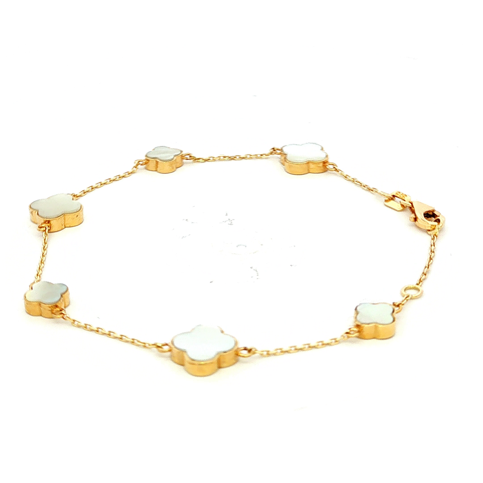 Alternating Chain with Mother of Pearl Clover Bracelet