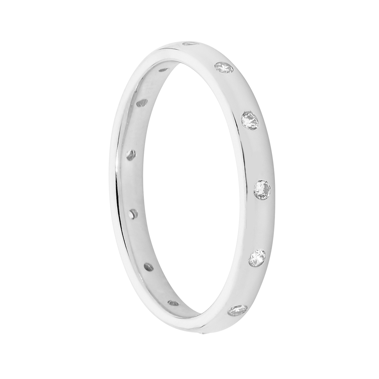Ellani Sterling Silver Hammer Set Eternity Ring