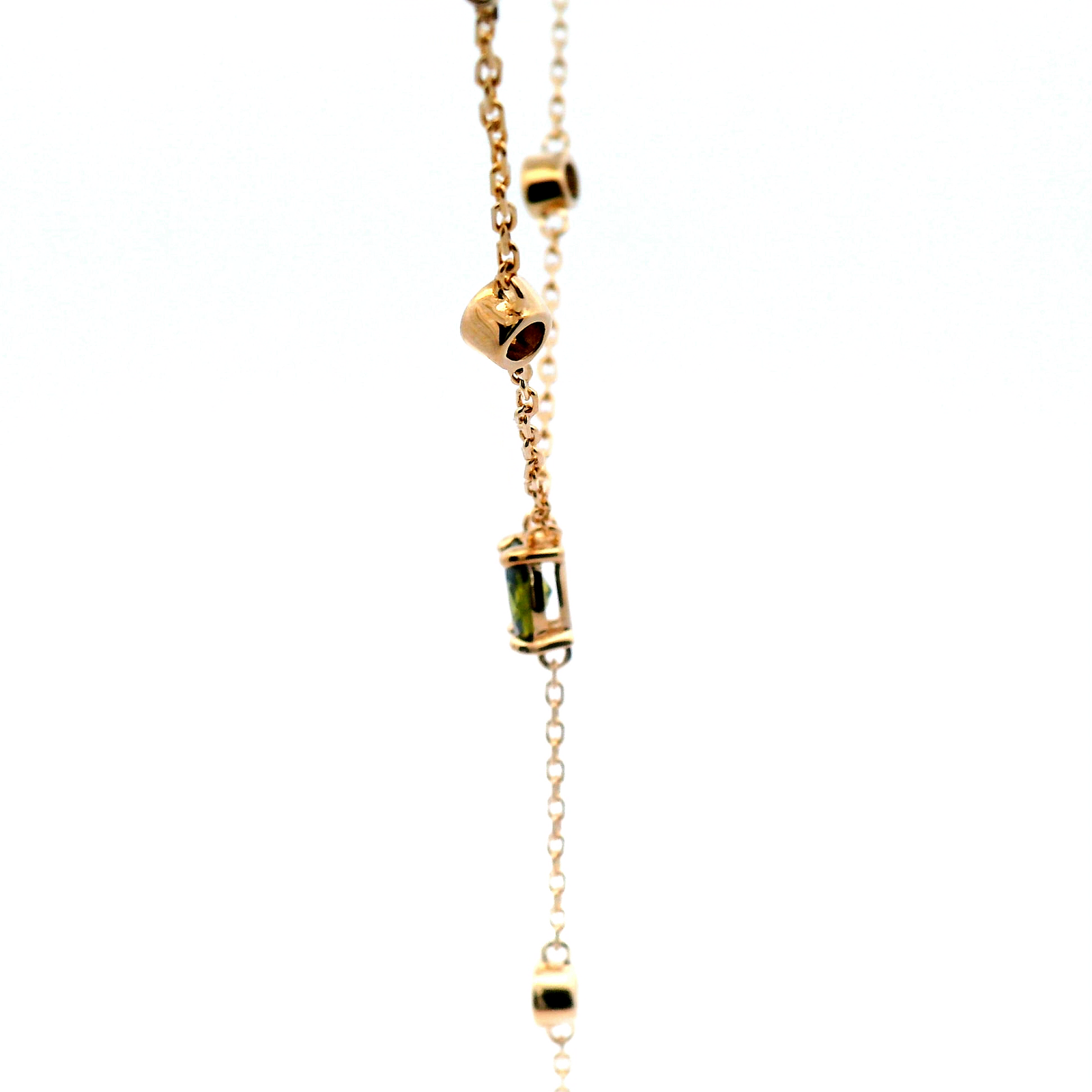 Multi Shape Station Drop Necklace In Yellow Gold