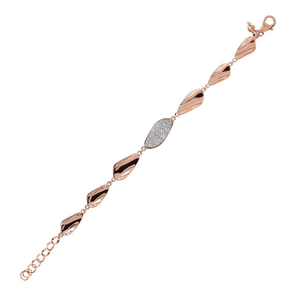 Bronzallure Polished Leaf Cubic Zirconia Bracelet