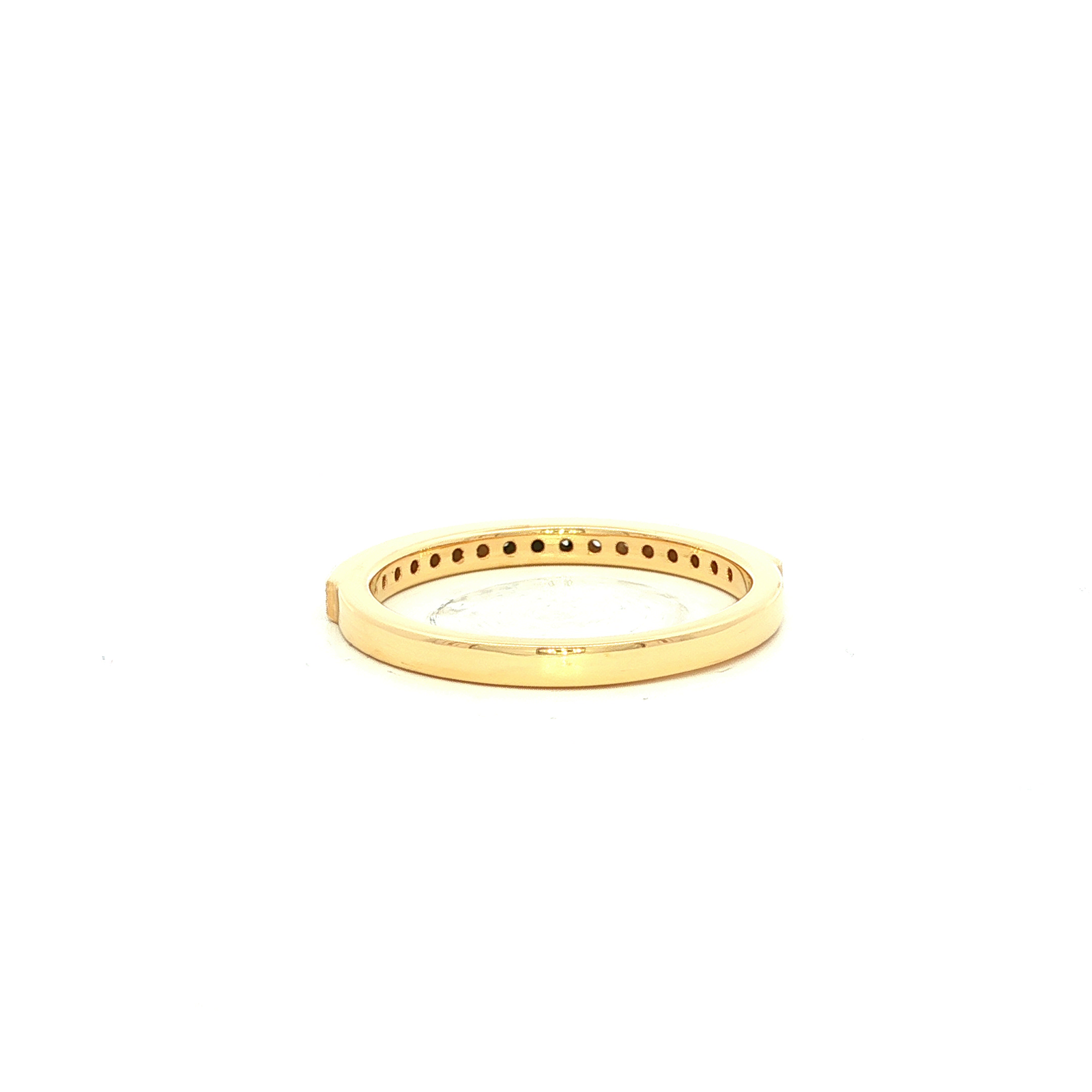 Diamond Channel Set Beaded Band Dress Ring in Yellow Gold