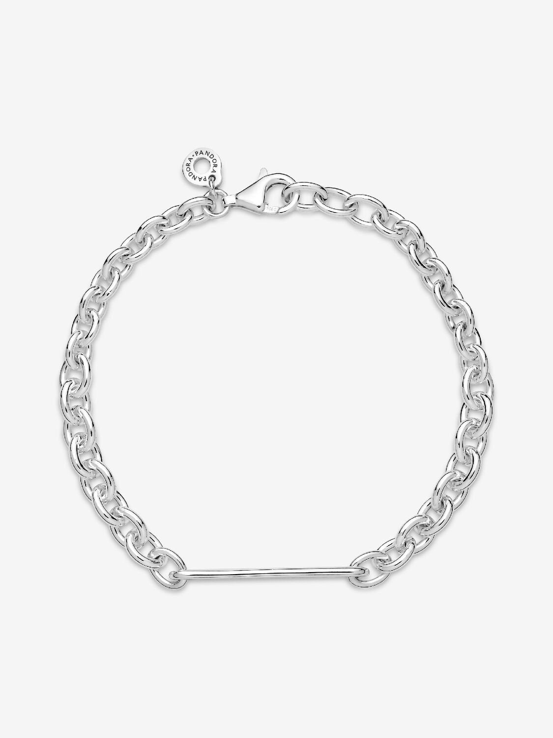 Sterling silver link bracelet with engravable bar