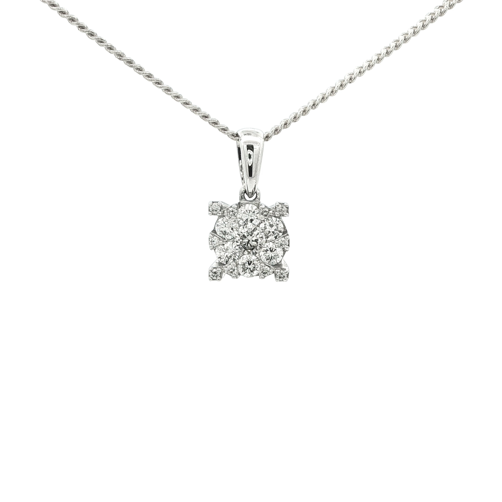 Brilliant Round Cut Diamond Necklace in White Gold