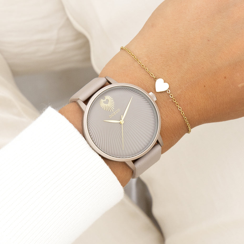 OOZOO Taupe Watch with Leather Strap