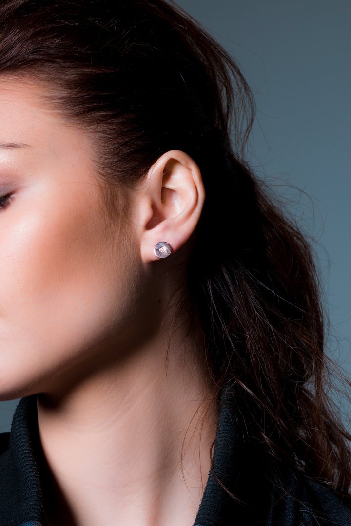 Georgini Rock Star Heart Disc Earrings Rose Gold