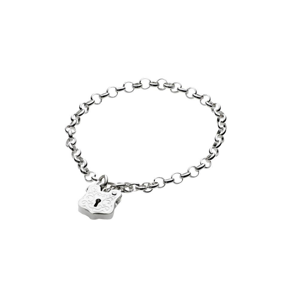 Tiny Treasures Sterling Silver Baby Bracelet With Detailed Padlock