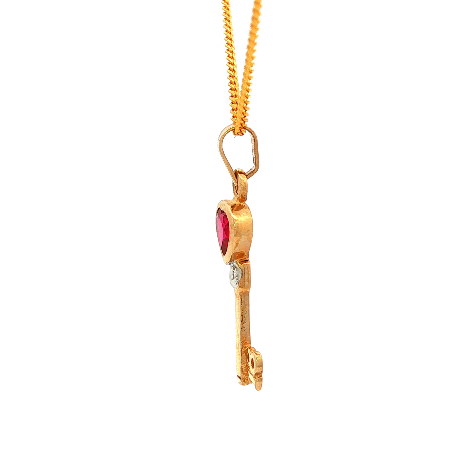 Ruby and Diamond Pendant in Yellow Gold
