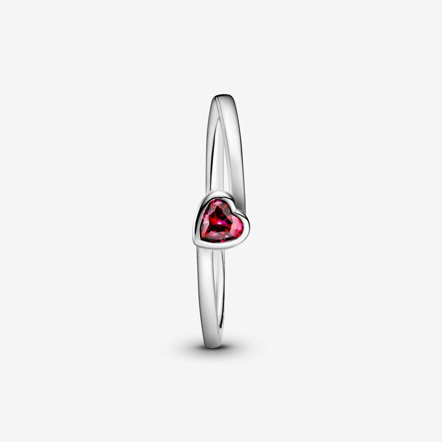 Red Tilted Heart Solitaire Ring