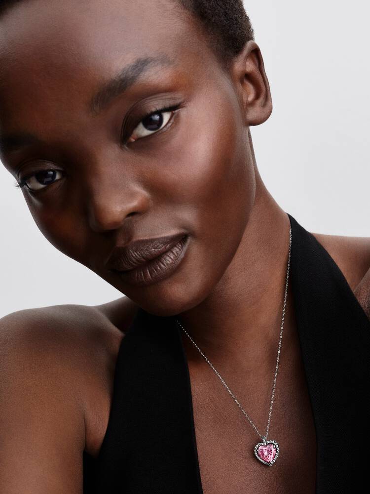 Pandora Pink Halo Heart Collier Necklace
