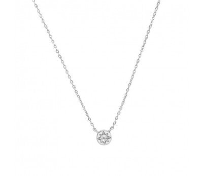 Sterling Silver Necklace With Mini Circle Cubic Zirconia Star Pendant
