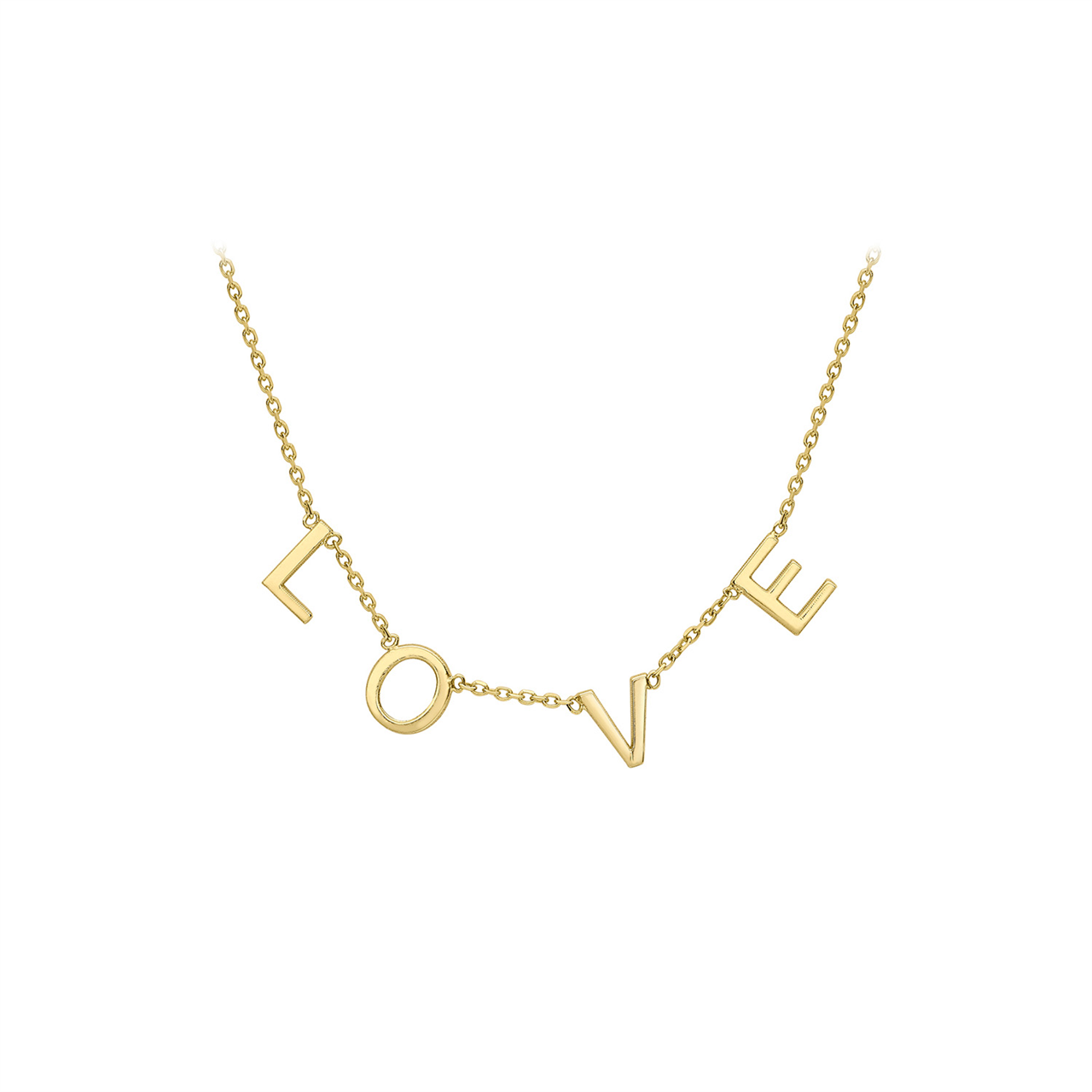 9K Yellow Gold Solid 'Love' Adjustable Necklace