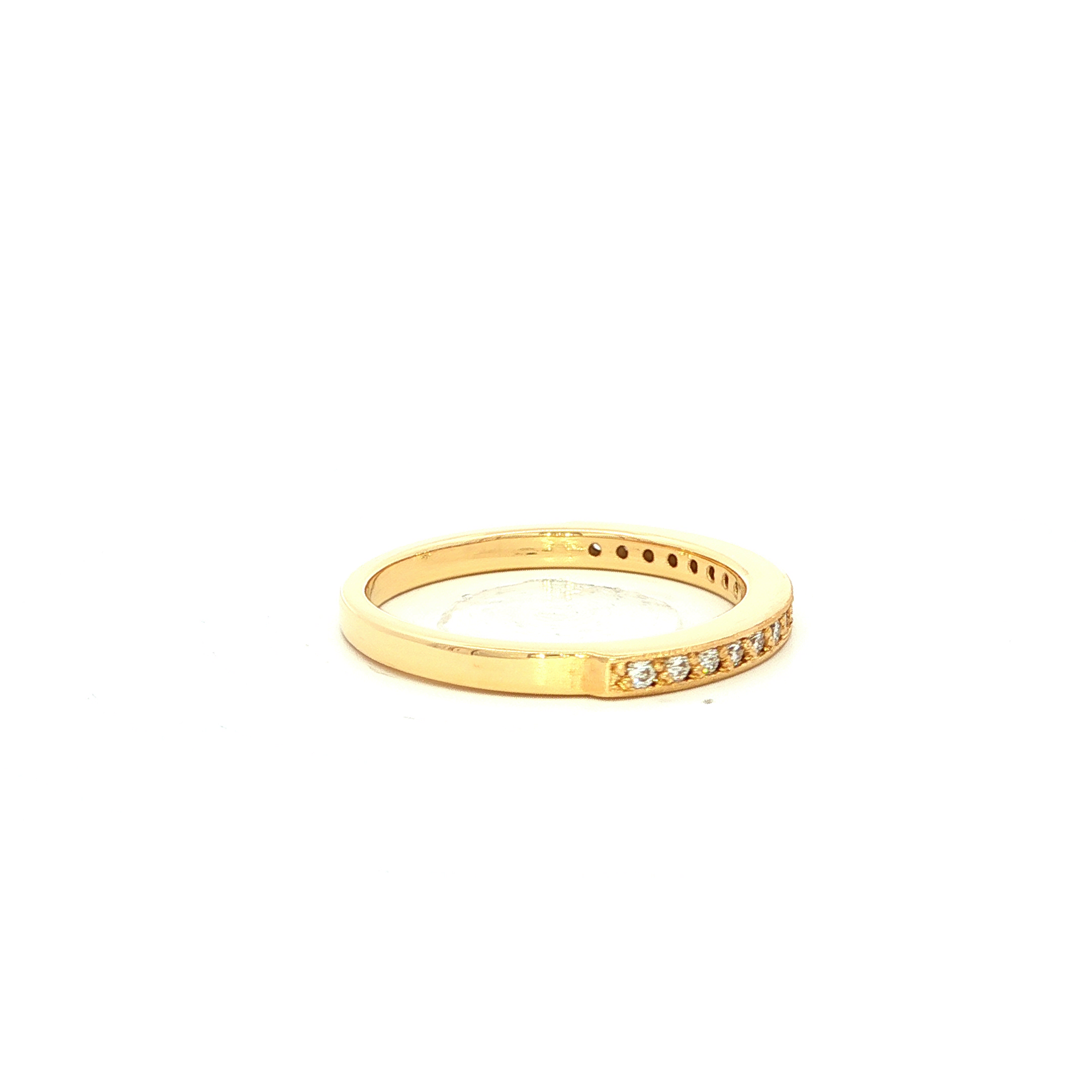 Diamond Channel Set Beaded Band Dress Ring in Yellow Gold