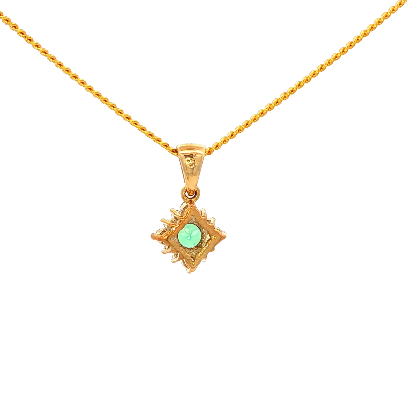 Tourmaline and Diamond in Yellow Gold Pendant