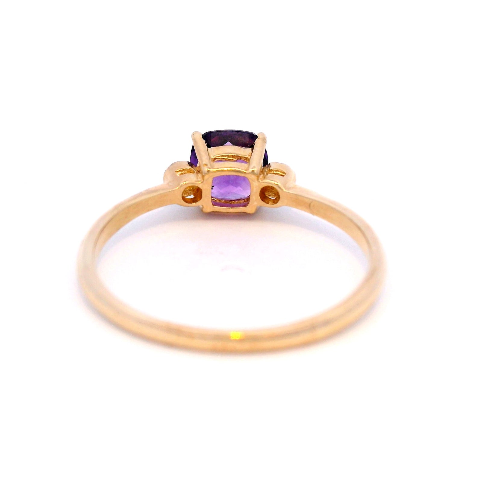 Natasha Square Amethyst and Diamond Yellow Gold Dress Ring