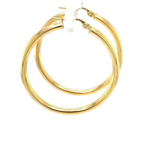 9 Carat Yellow Gold Italian Made 35mm Hollow Hoop Earrings